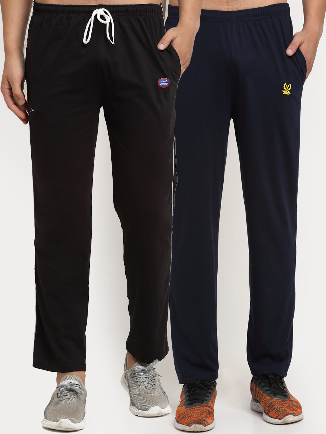 

MACK JONNEY Mens Pack of 2 Solid Track Pants, Black
