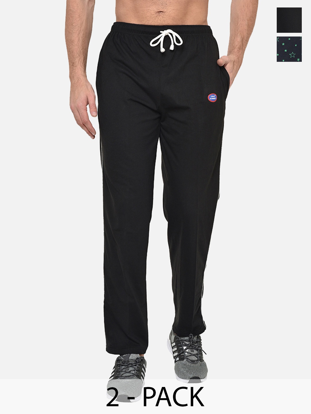 

MACK JONNEY Men Pack Of 2 Solid Track Pants, Black