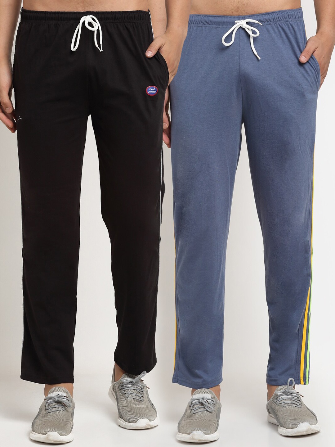 

VIMAL JONNEY Men Pack Of 2 Solid Track Pants, Black