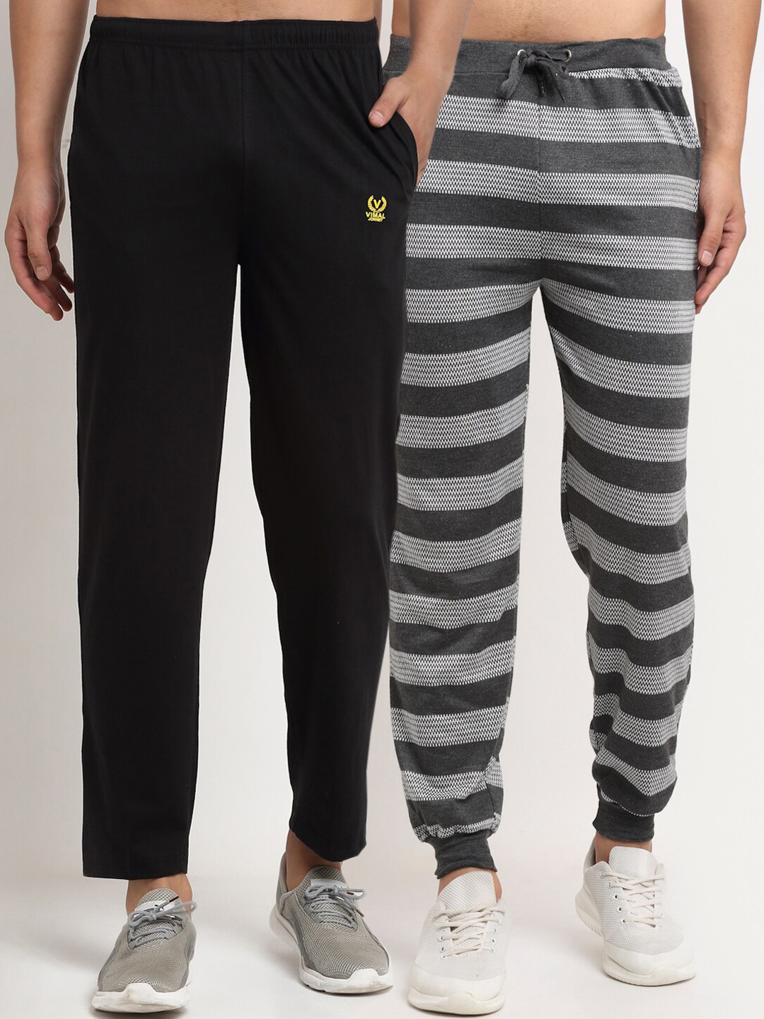 

VIMAL JONNEY Men Pack Of 2 Solid Track Pants, Grey
