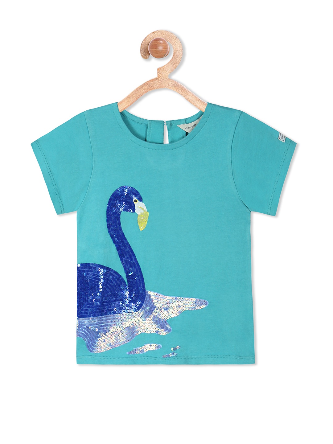 

Cherry Crumble Girls Sea Green Solid Sequinned Top