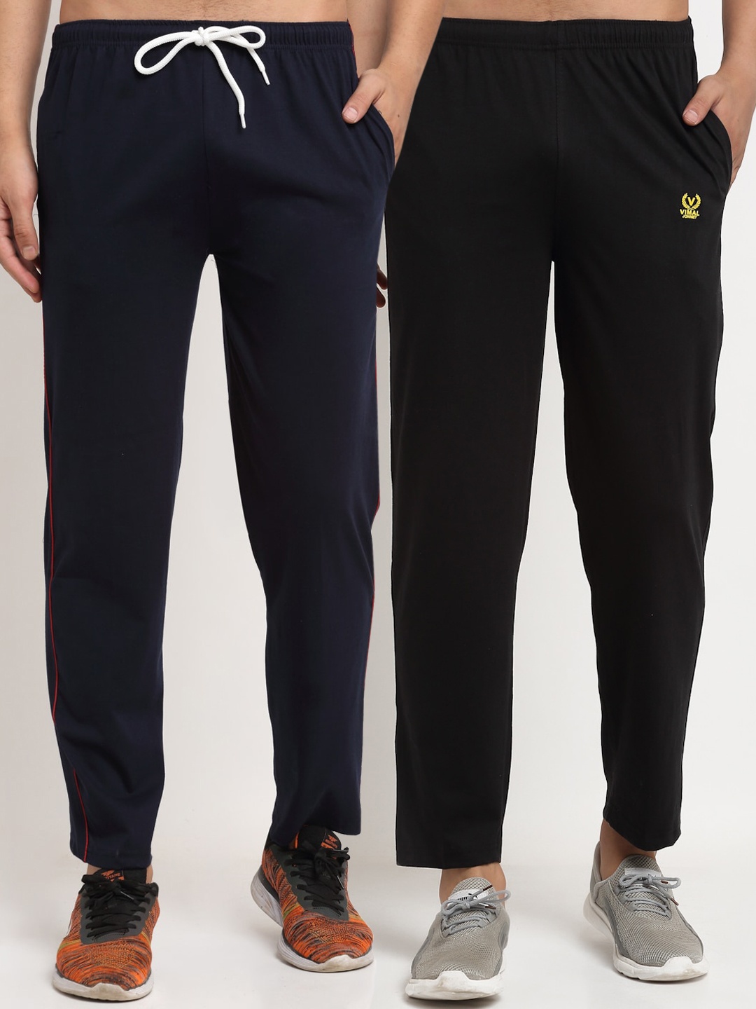 

VIMAL JONNEY Men Pack Of 2 Solid Track Pants, Navy blue