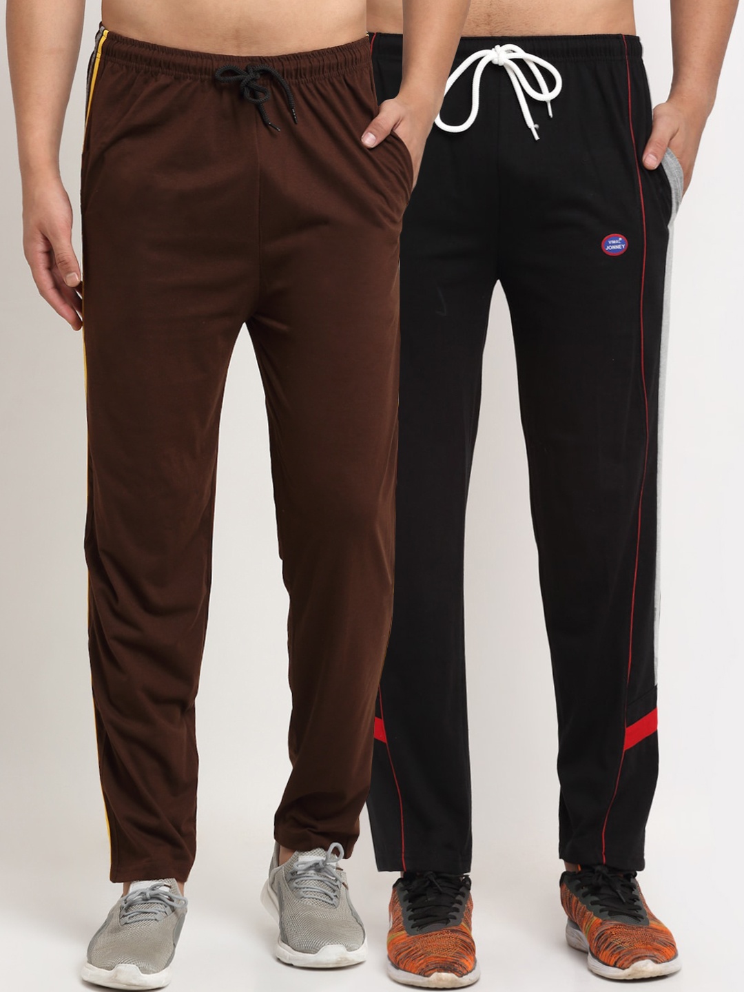 

VIMAL JONNEY Men Pack Of 2 Solid Trackpants, Brown