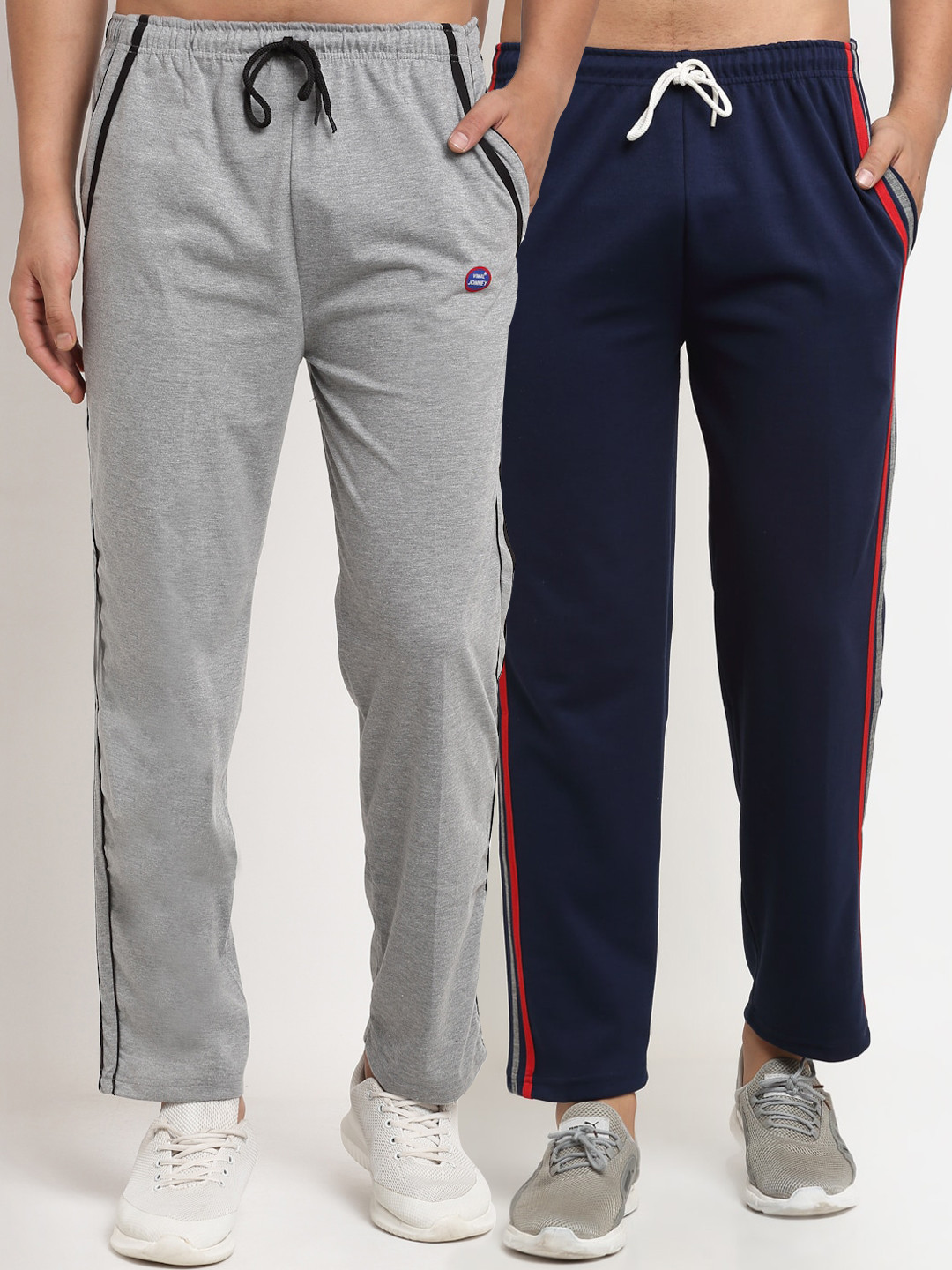 

VIMAL JONNEY Men Pack Of 2 Solid Track Pants, Grey