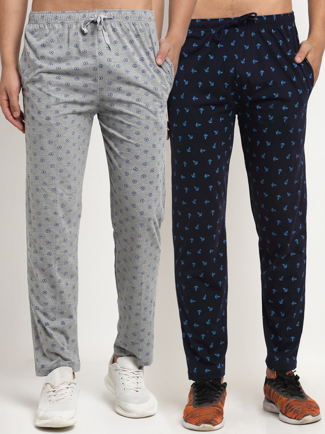 

VIMAL JONNEY Men Pack Of 2 Printed Track Pants, Grey