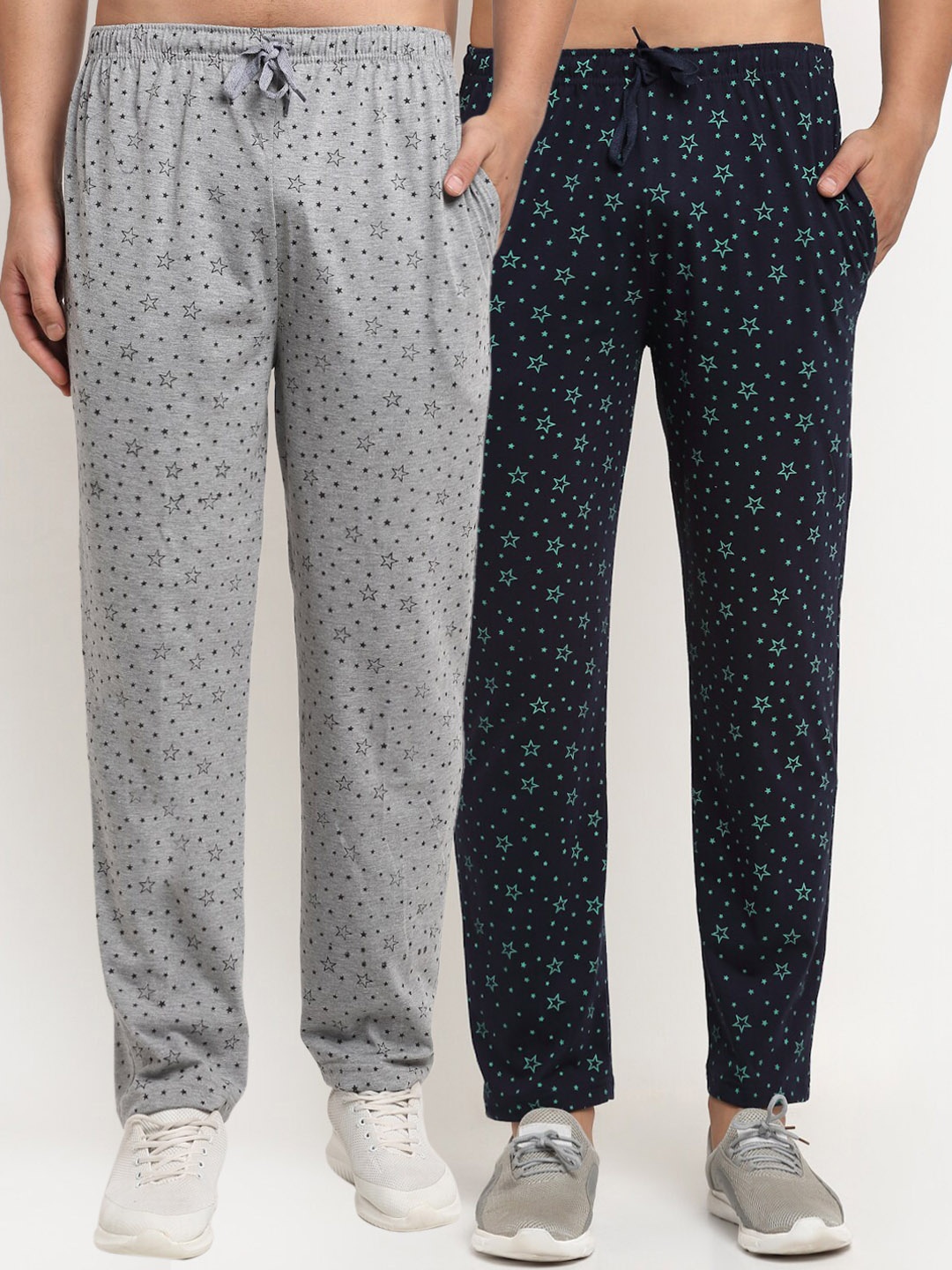 

MACK JONNEY Men Pack Of 2 Printed Track Pants, Grey