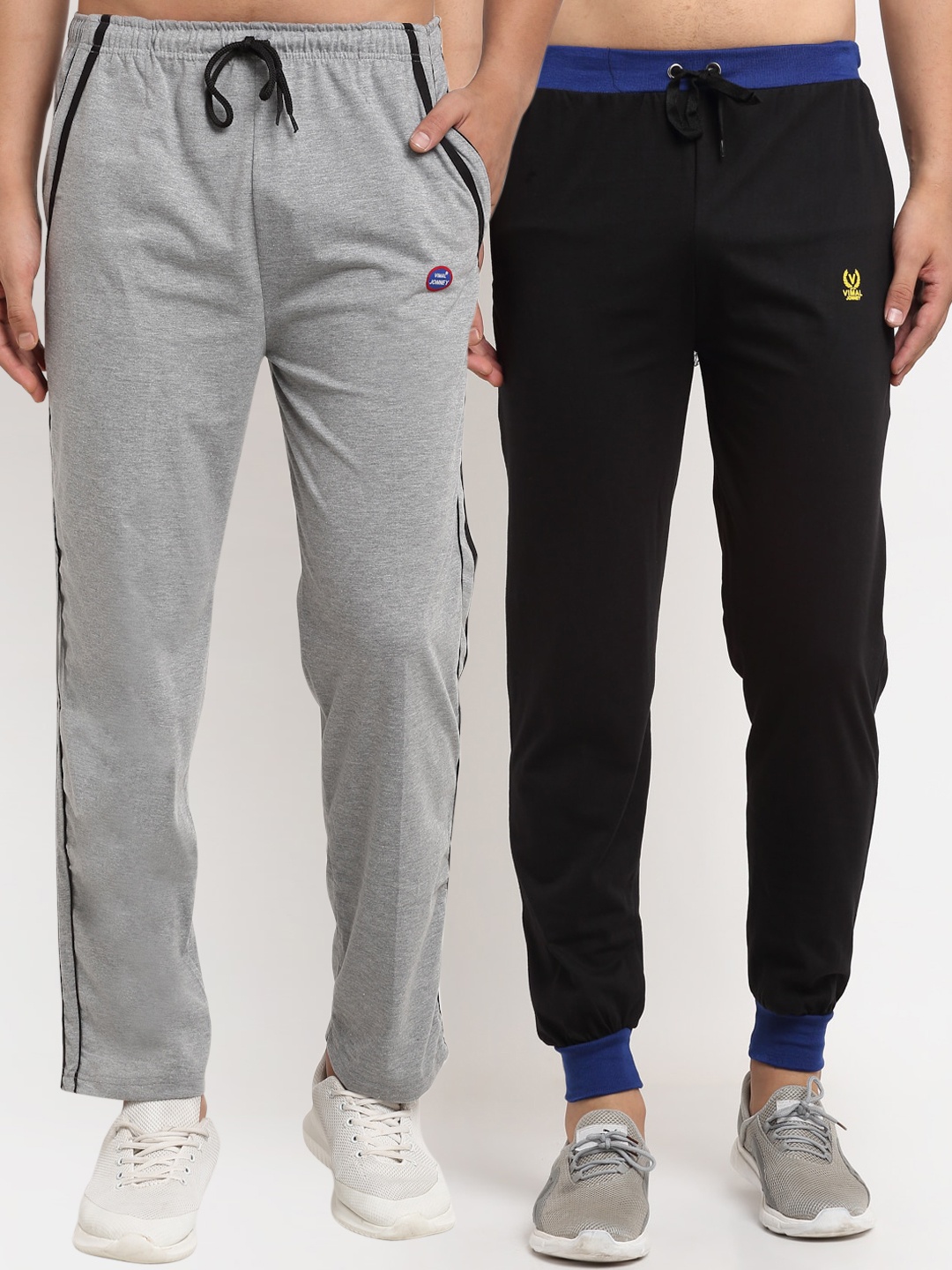 

VIMAL JONNEY Men Pack Of 2 Solid Track Pants, Grey