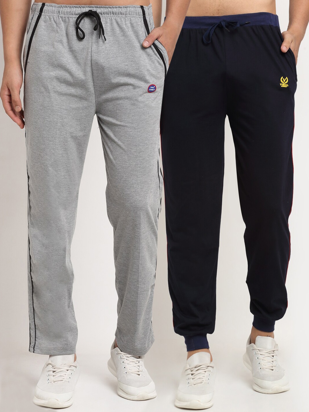 

MACK JONNEY Men Pack of 2 Solid Track Pants, Navy blue
