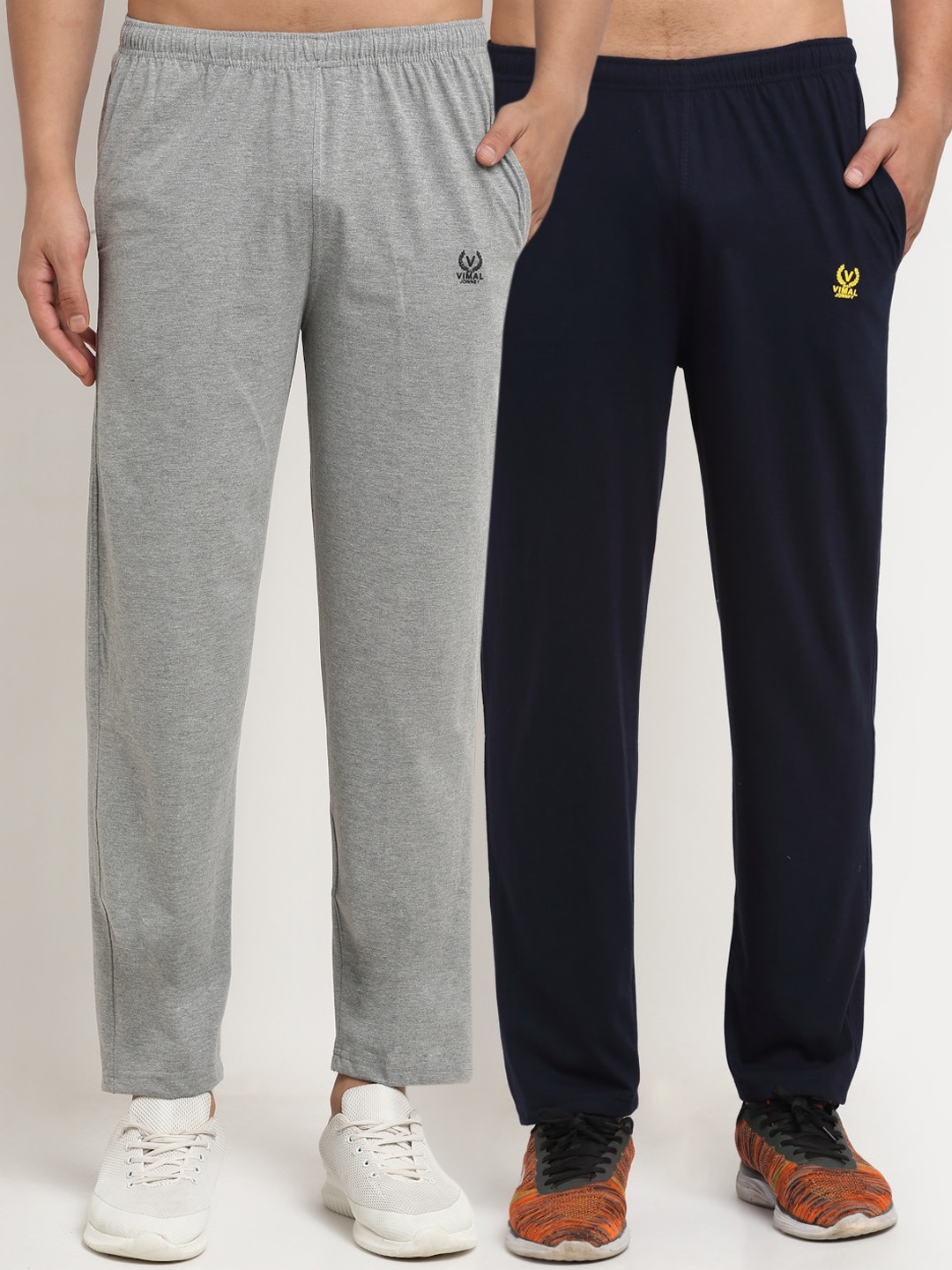 

VIMAL JONNEY Men Pack Of 2 Solid Track Pants, Grey
