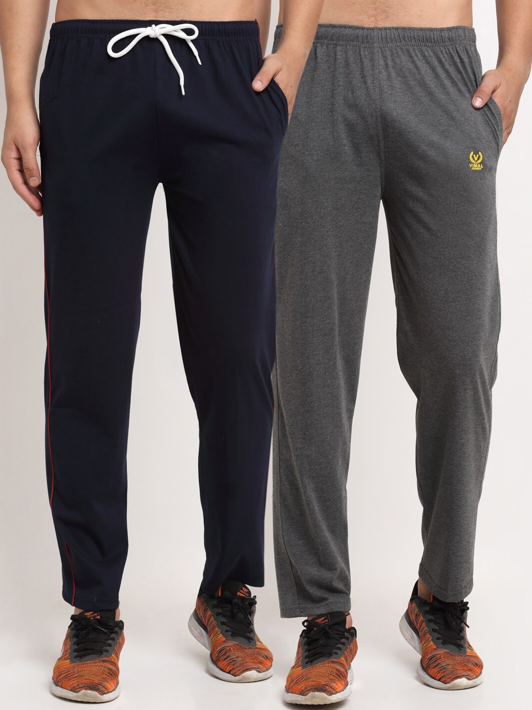 

VIMAL JONNEY Men Pack Of 2 Solid Track Pants, Navy blue