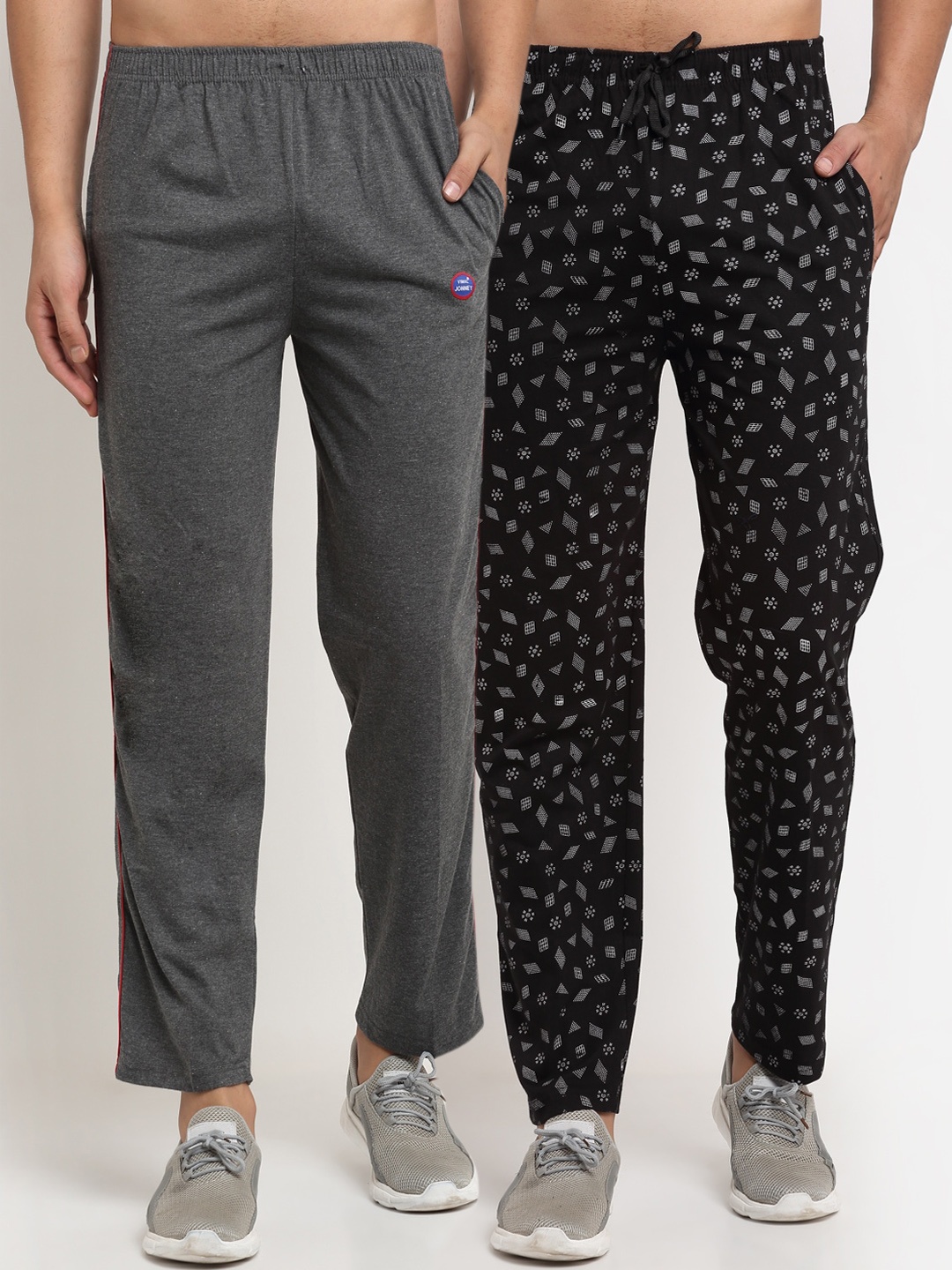 

VIMAL JONNEY Men Pack Of 2 Solid Track Pants, Grey
