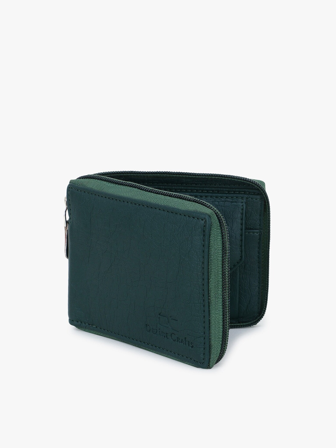 

Dezire Crafts Men Green Zip Around Detail PU Wallet