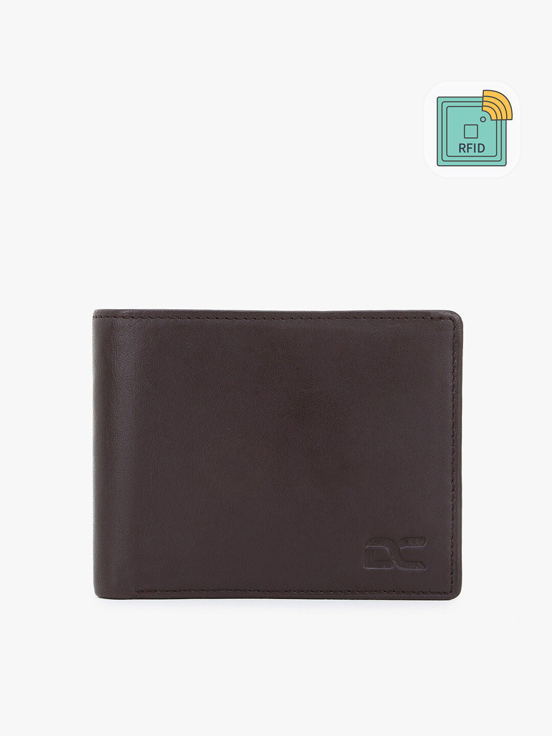 

Dezire Crafts Men Brown Zip Detail Leather Two Fold Wallet