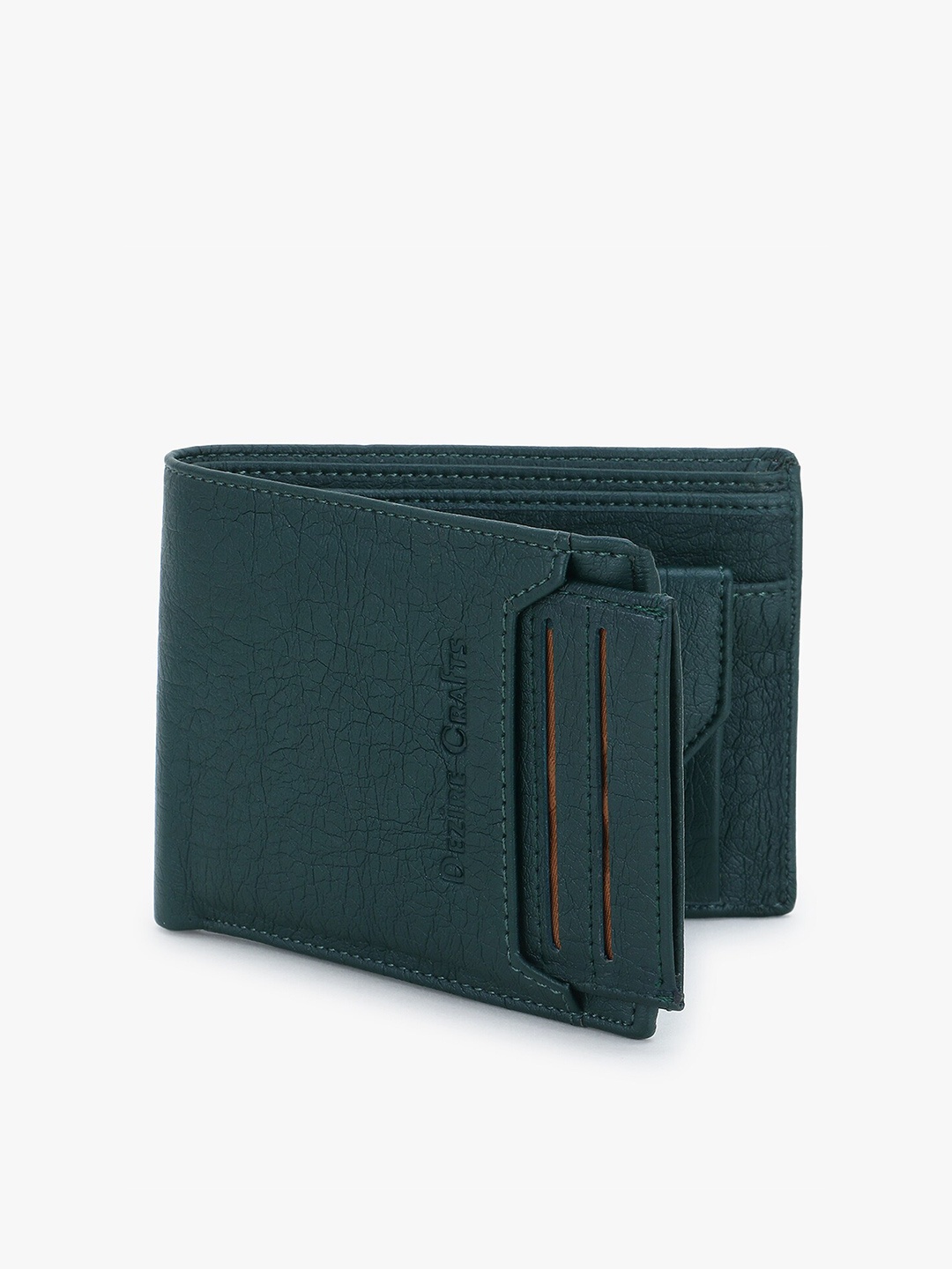 

Dezire Crafts Men Green PU Two Fold Wallet with Detachable Card Slot Case