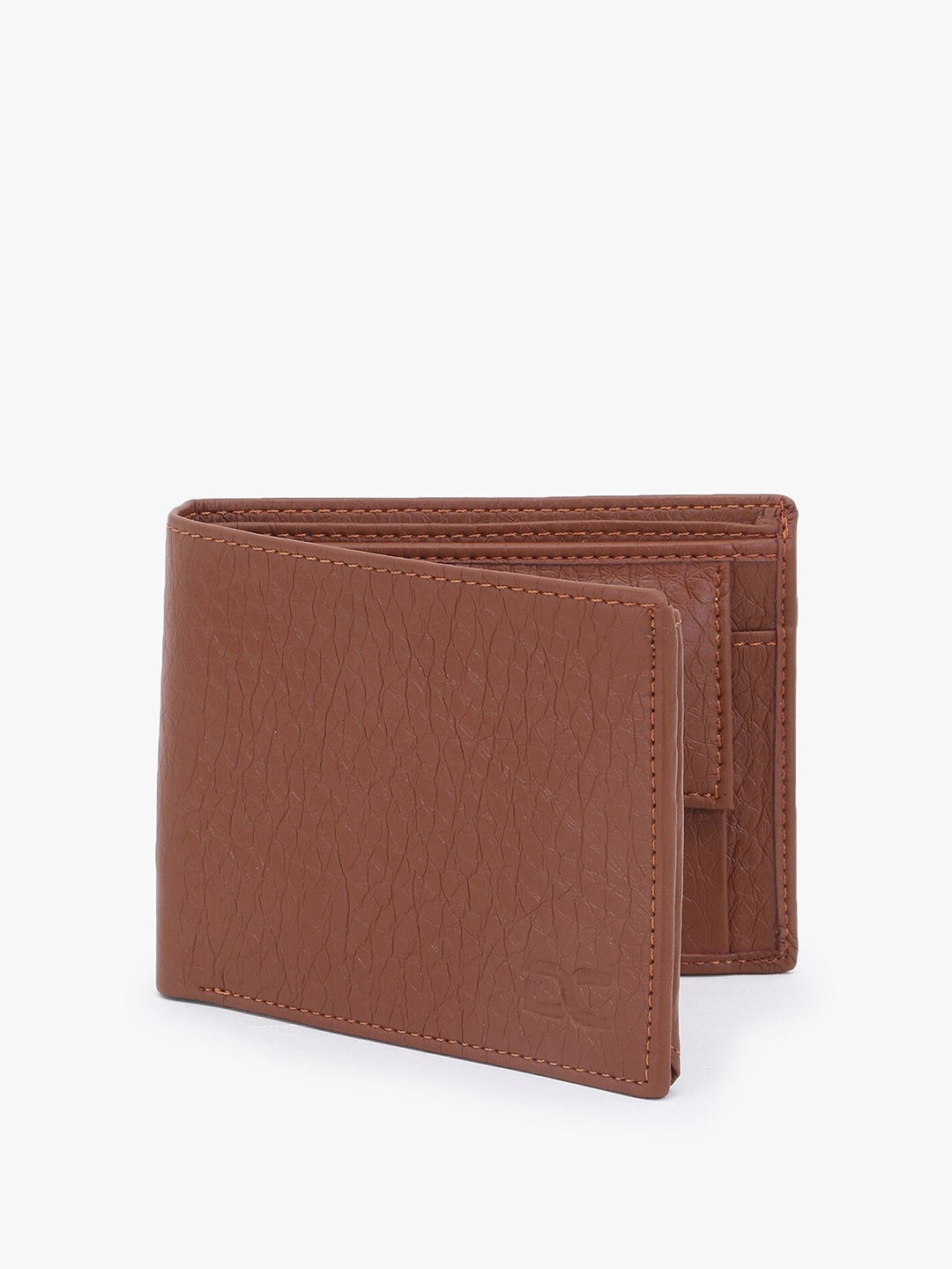 

Dezire Crafts Men Tan Textured PU Leather Two Bi-Fold Slim Wallet