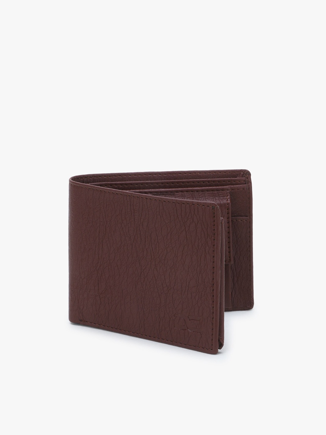 

Dezire Crafts Men Brown Textured Zip Detail PU Two Fold Wallet