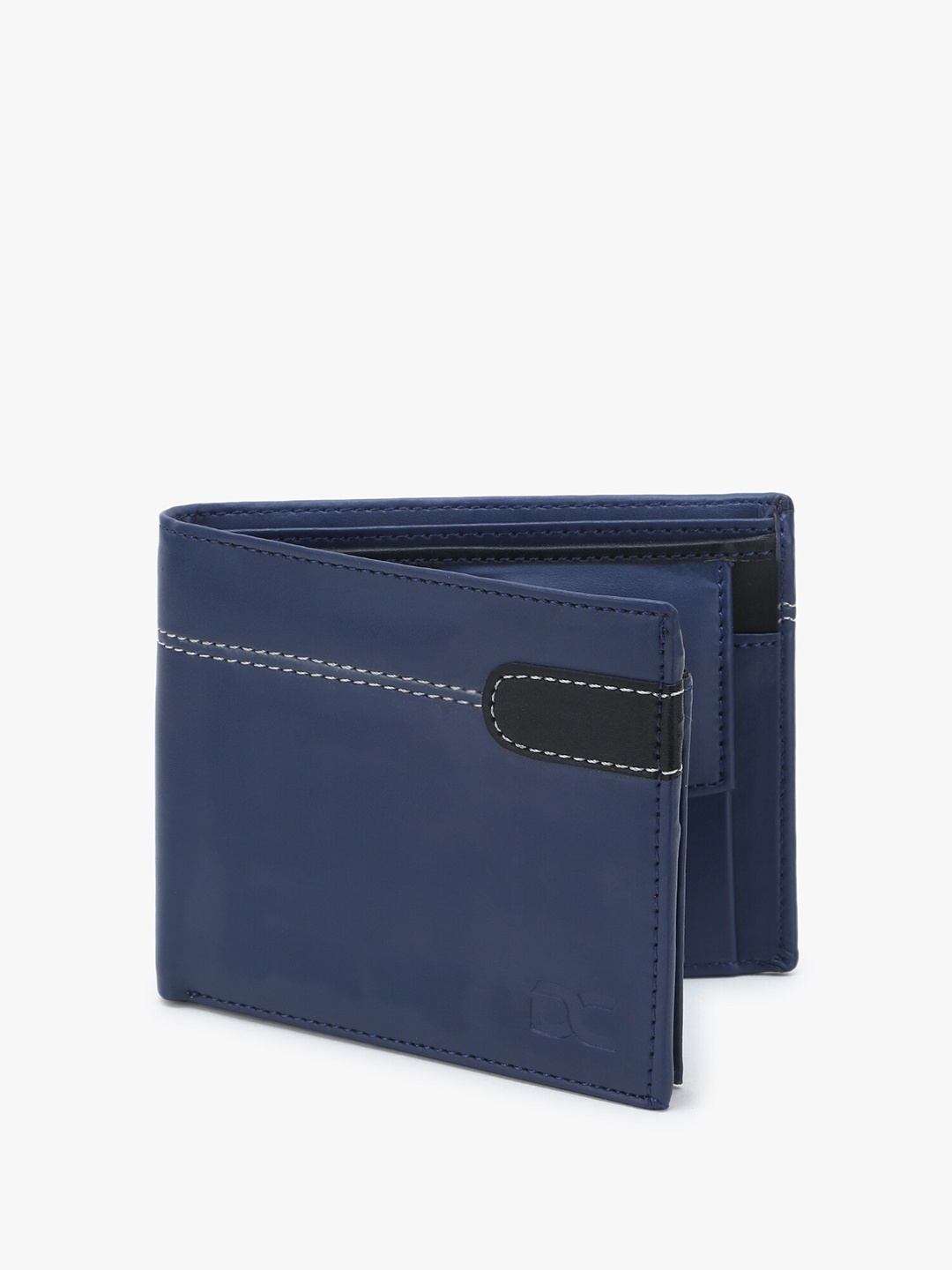

Dezire Crafts Men Blue & Black Textured Cut Work PU Two Fold Wallet
