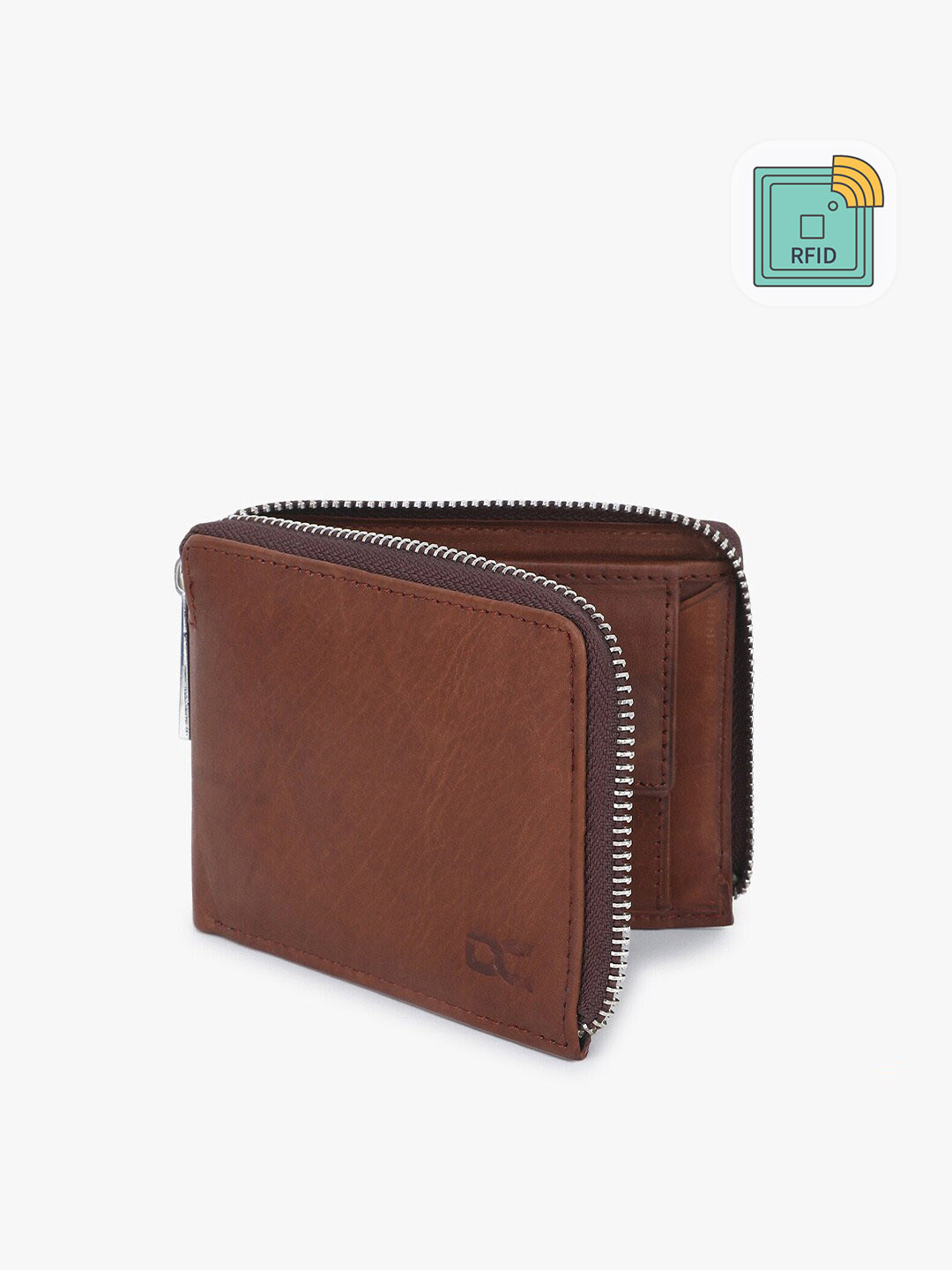 

Dezire Crafts Men Brown Bi-Fold Zip Leather Wallet