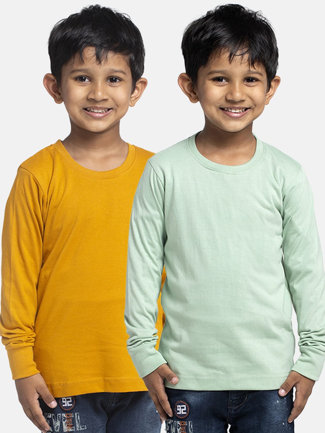 

Friskers Boys Pack Of 2 Pure Cotton T-shirts, Mustard