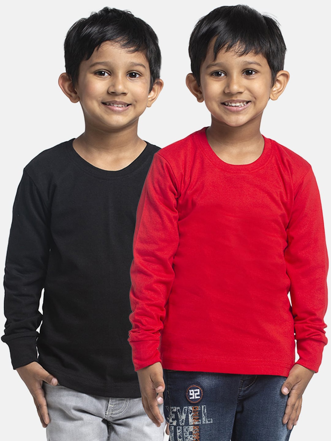 

Friskers Boys Pack Of 2 Solid Running T-shirt, Black
