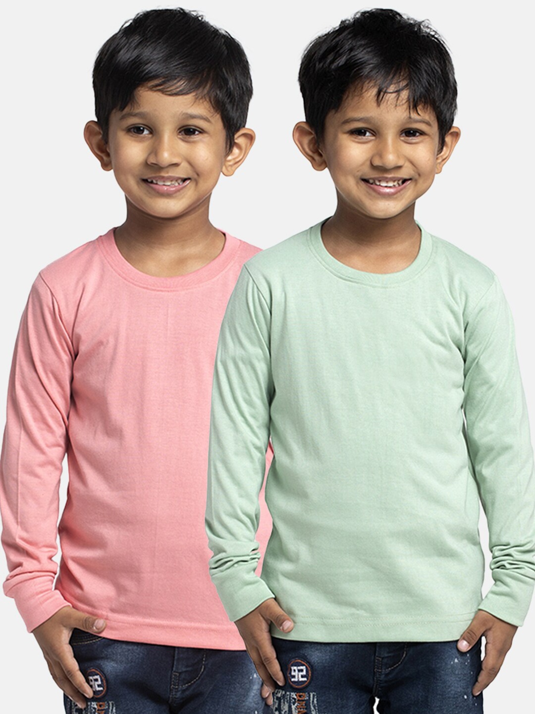 

Friskers Boys Pack Of 2 Solid Running T-shirt, Peach