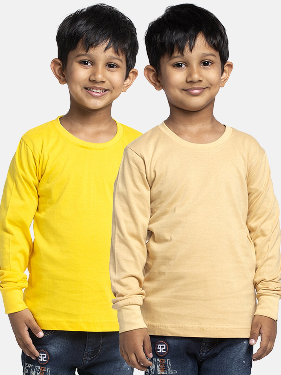 

Friskers Boys Pack Of 2 Solid Running T-shirt, Yellow