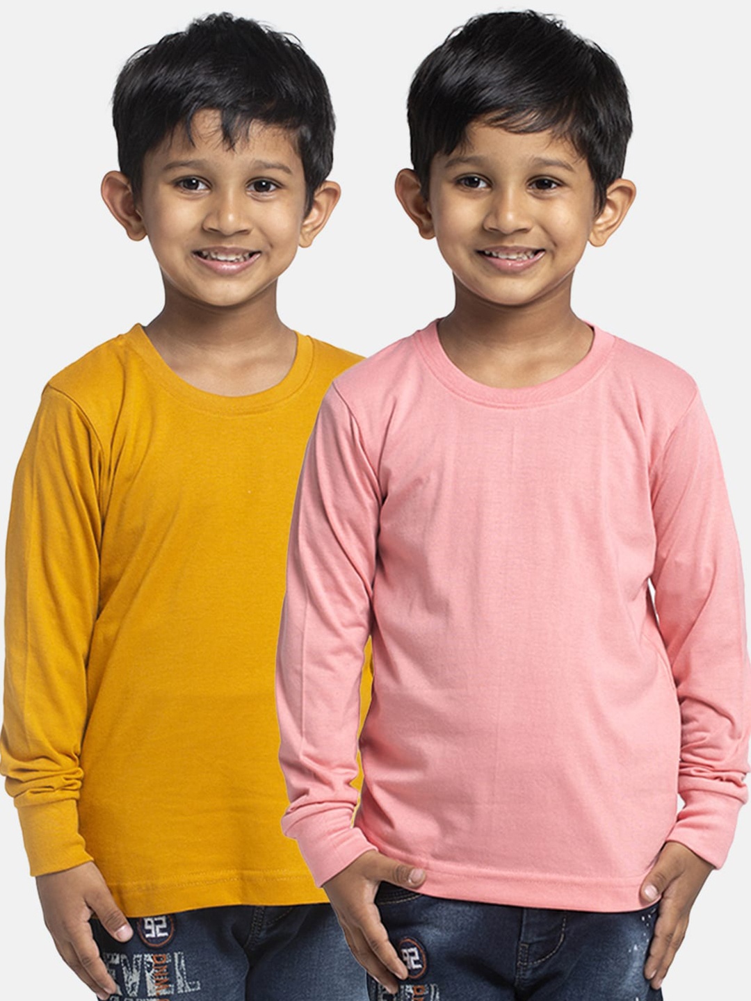 

Friskers Boys Pack Of 2 Solid Running T-shirt, Mustard