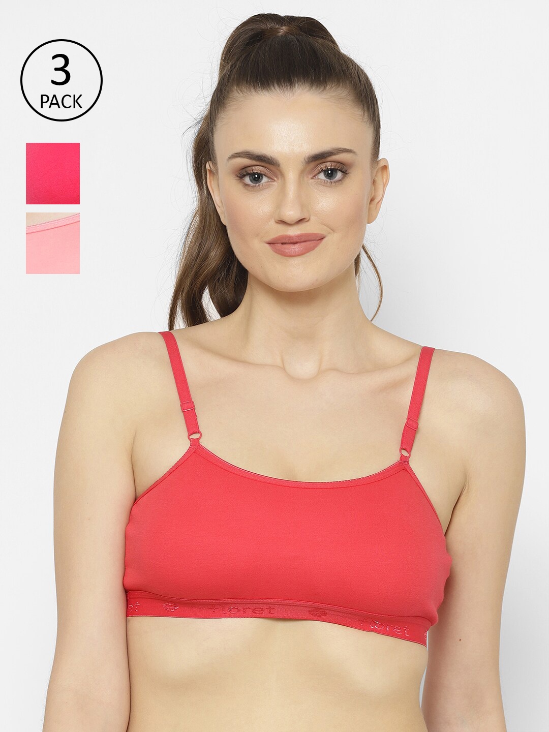 

Floret Women Rose & Magenta Comfort Bra Set Of 3