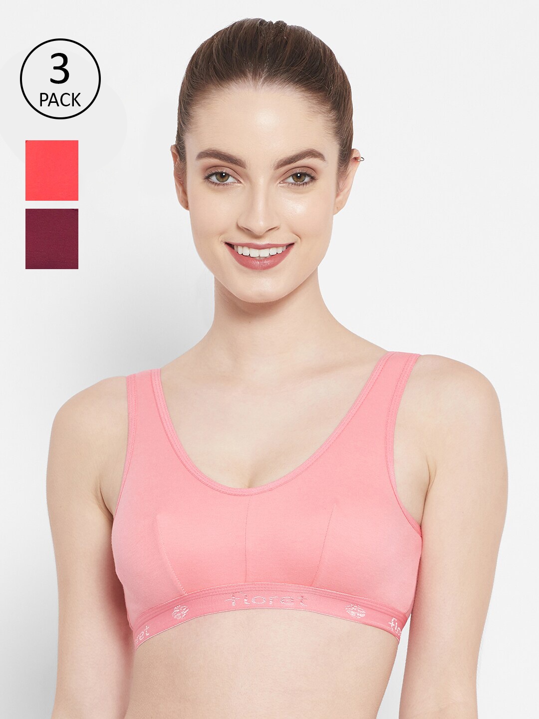 

Floret Workout bra set of 3, Rose