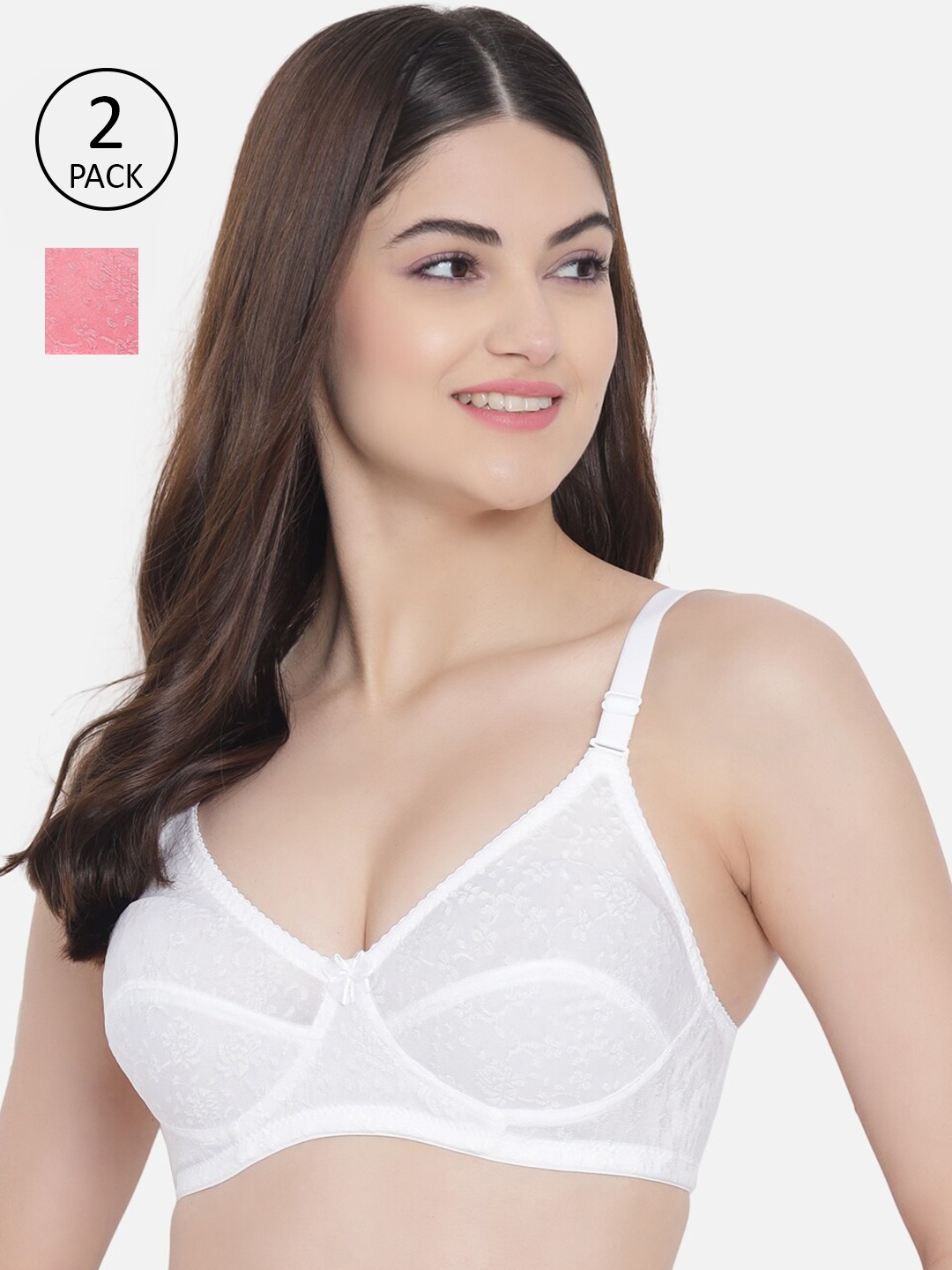 

Floret Rose & White Pack of 2 Floral Bra
