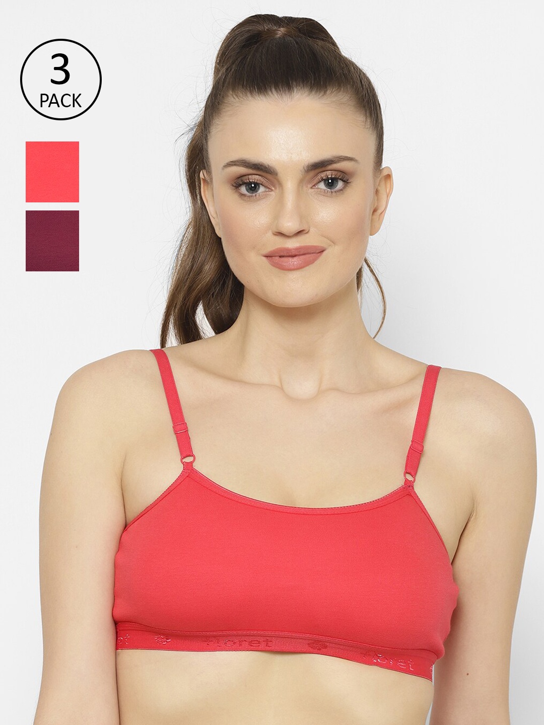 

Floret Pack of 3 Magenta & Violet Non Padded Workout Bra
