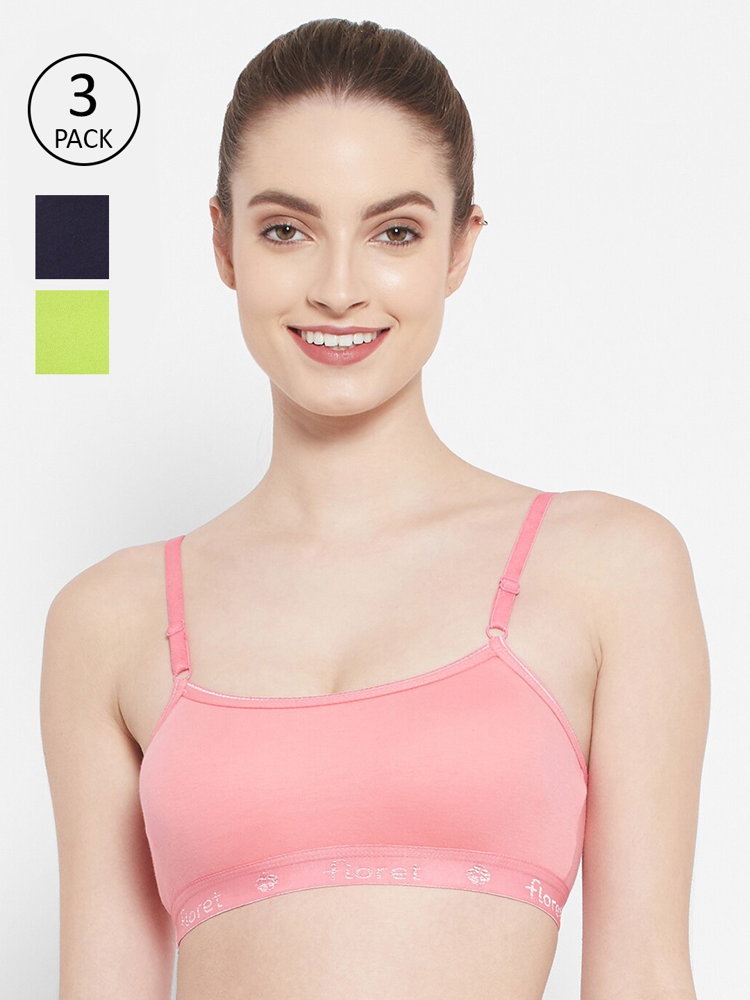 

Floret Workout bra set of 3, Navy blue