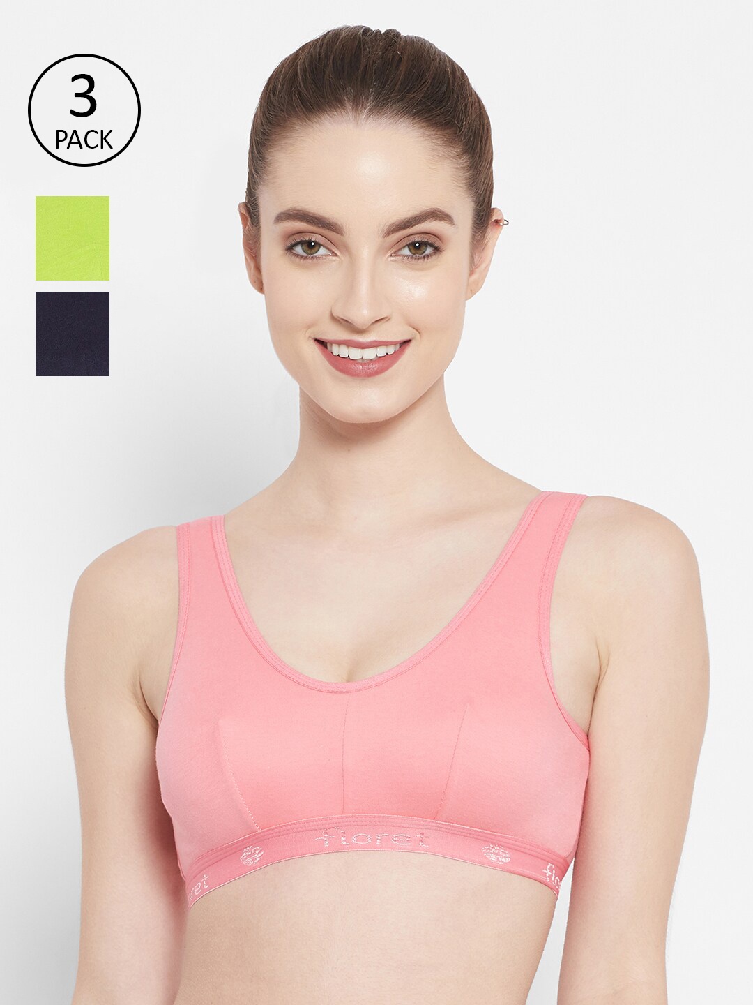 

Floret Bra Set of 3, Navy blue