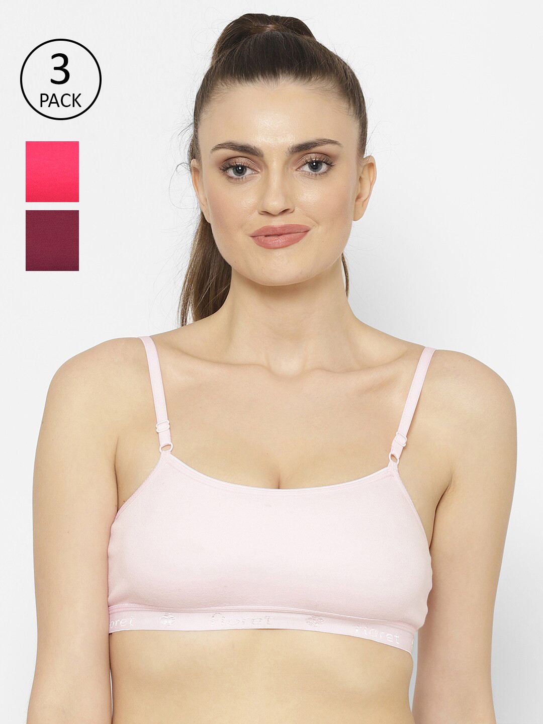

Floret Women Pink & Wine Comfort Bra Set Of 3