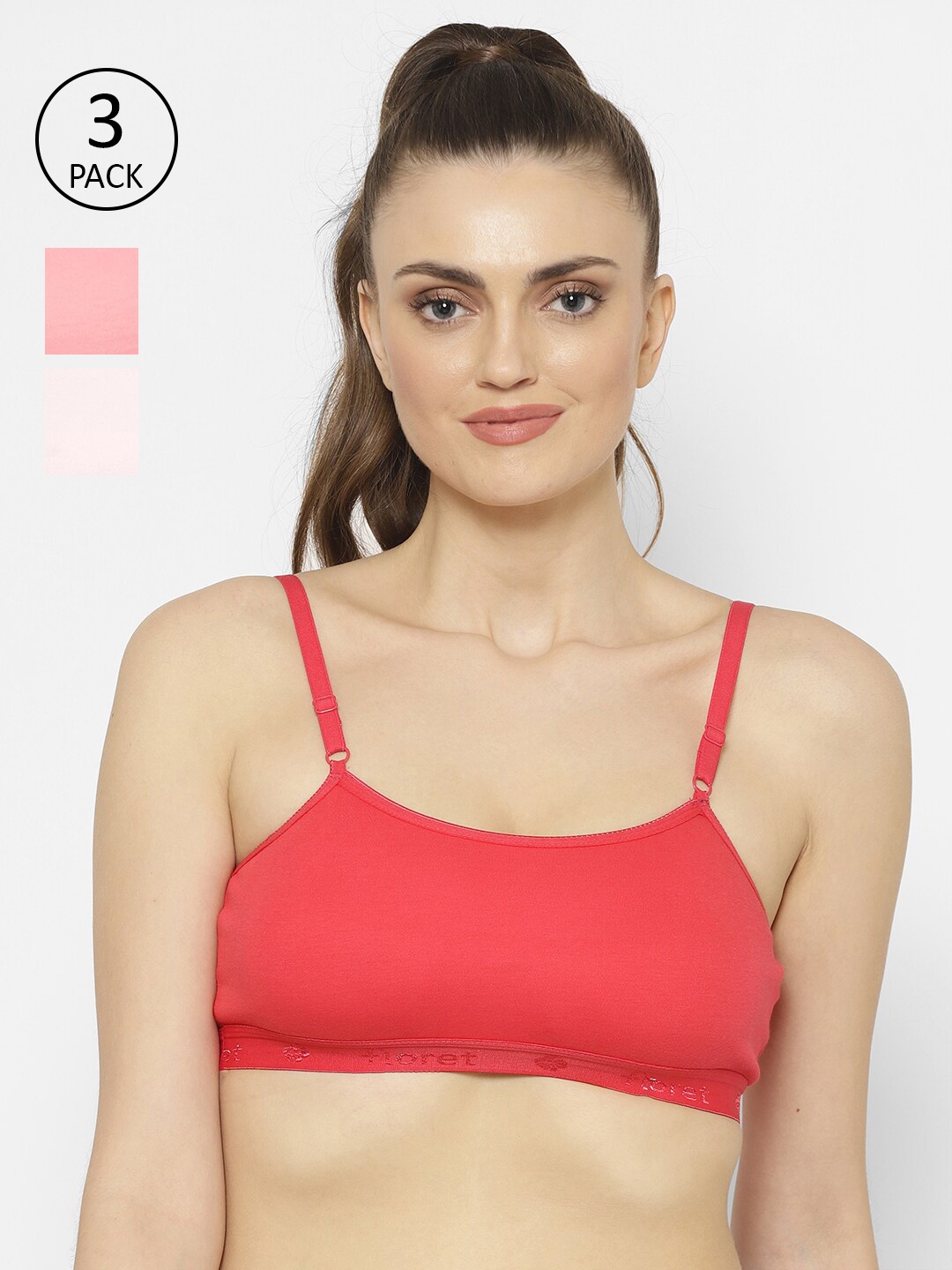 

Floret Pink & Red Pack Of 3 Non Padded Non Wired Bra