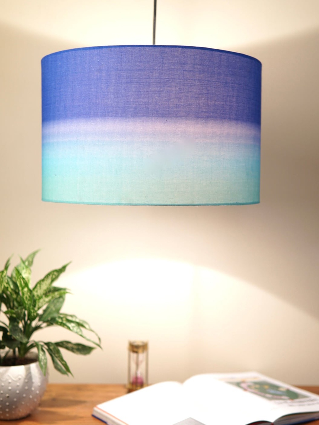 

Grated ginger Blue Cylindrical Shaped Jute Traditional Ceiling Lamp, Navy blue