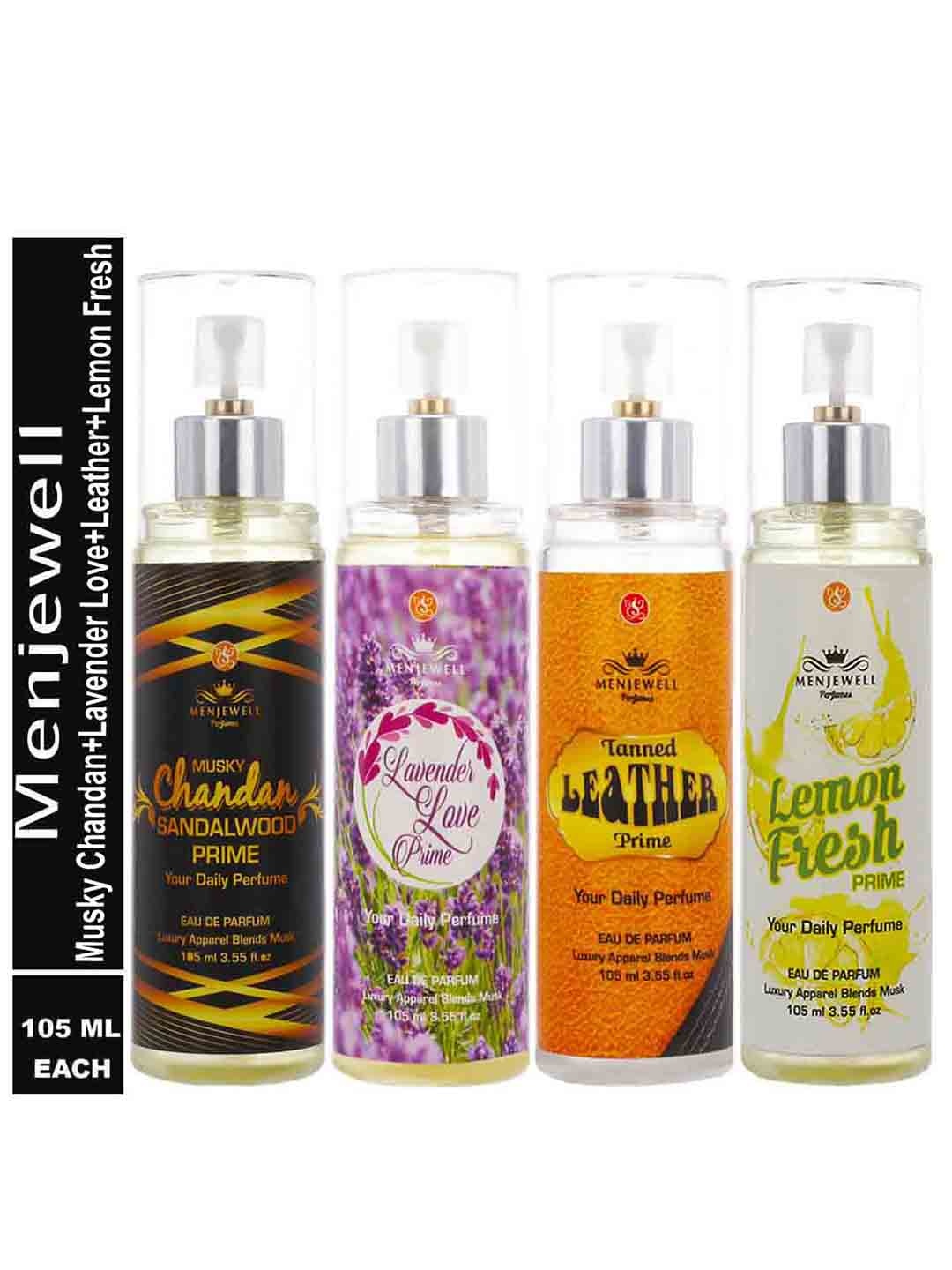 

Menjewell Pack Of 4 Floral Fragrance Eau De Parfum 105 ml Each, Transparent