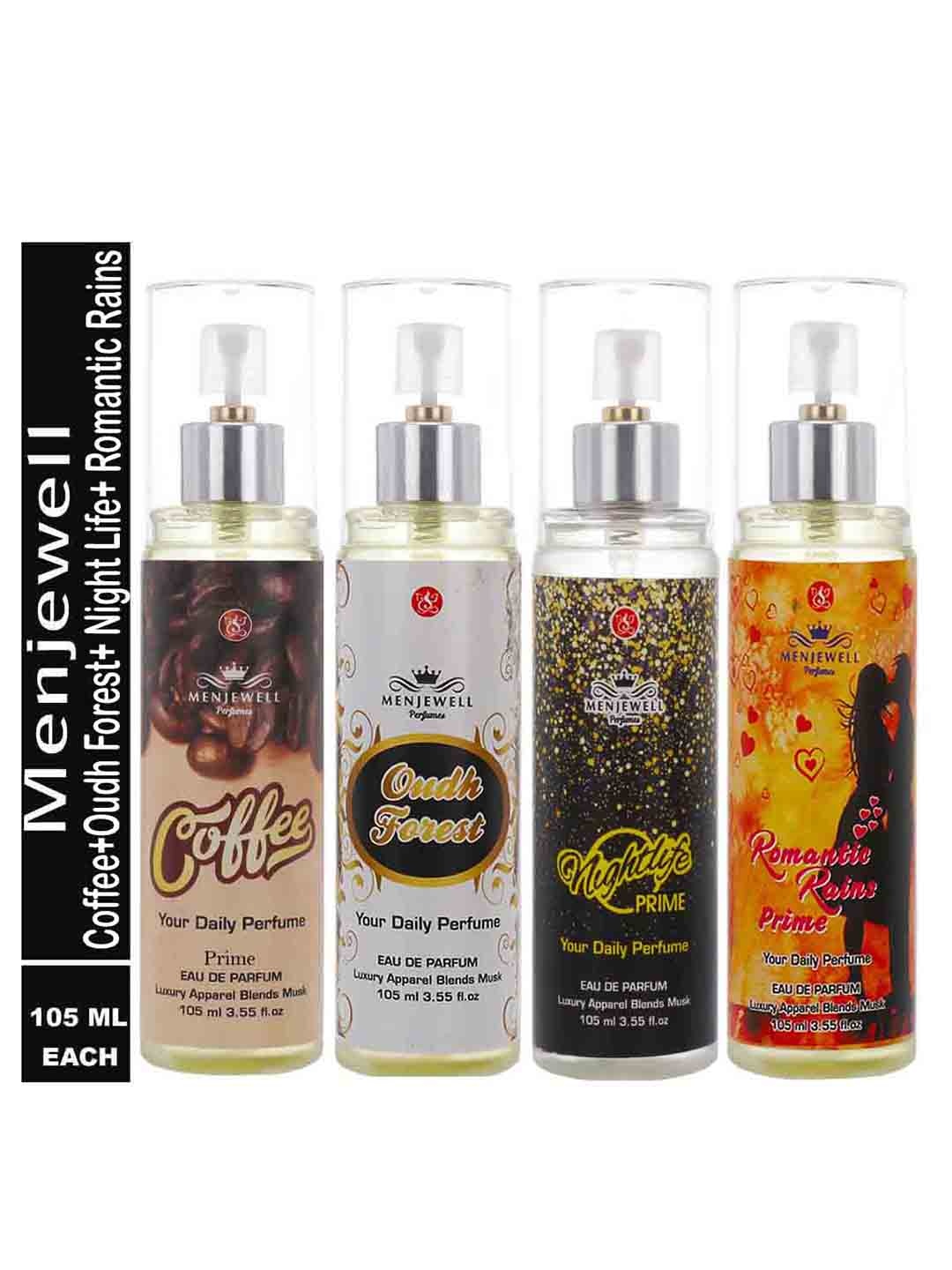 

Menjewell Set of 4 Eau de Parfum 420 ml, Transparent