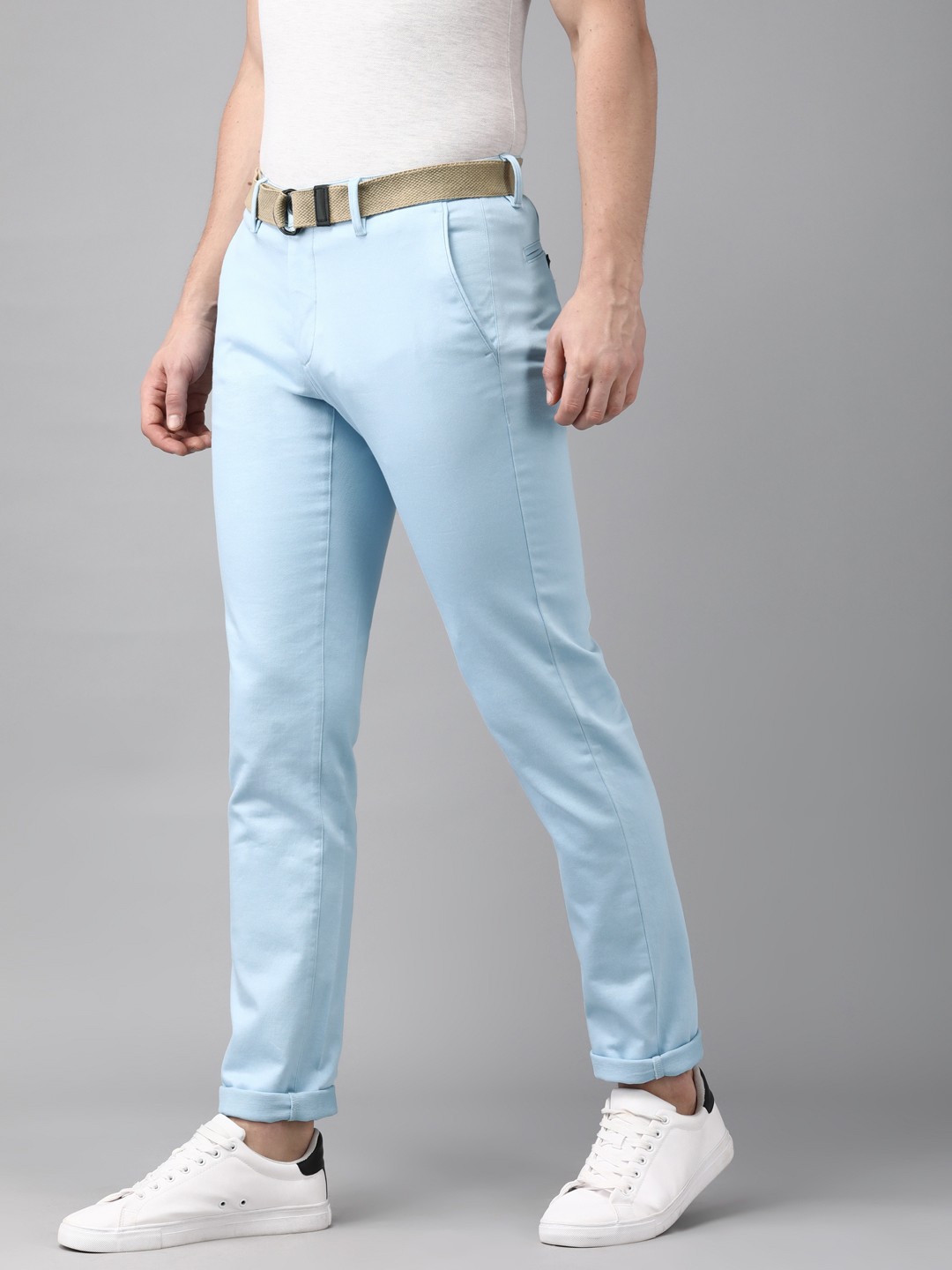 

Van Heusen Sport Men Light Blue Tapered Fit Formal Trousers