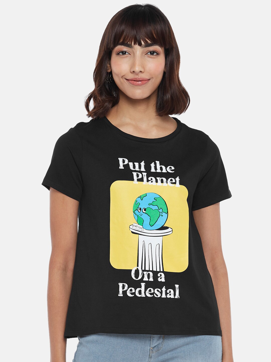 

People Women Black Printed T-shirt