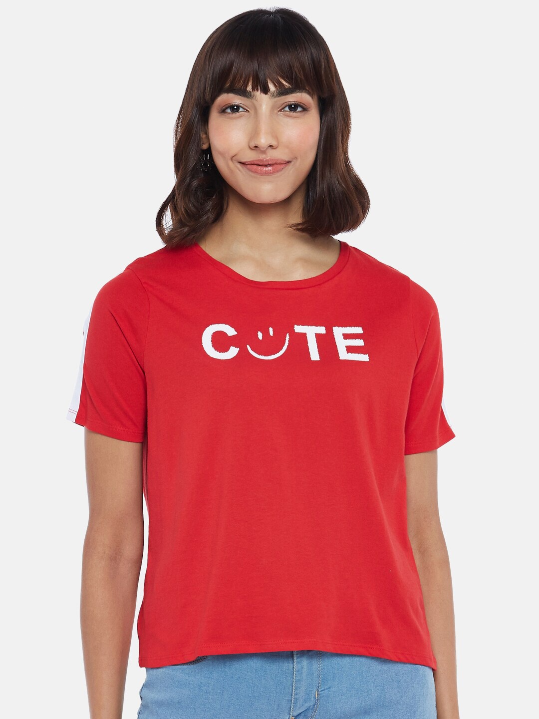 

People Women Red Typography Printed T-shirt