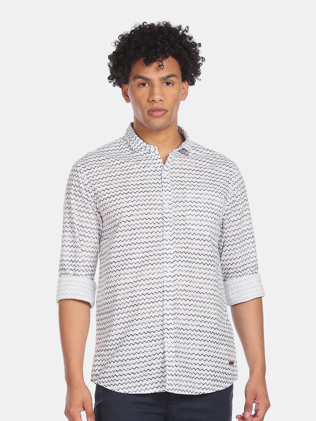 

Cherokee Men White Printed Casual Shirt