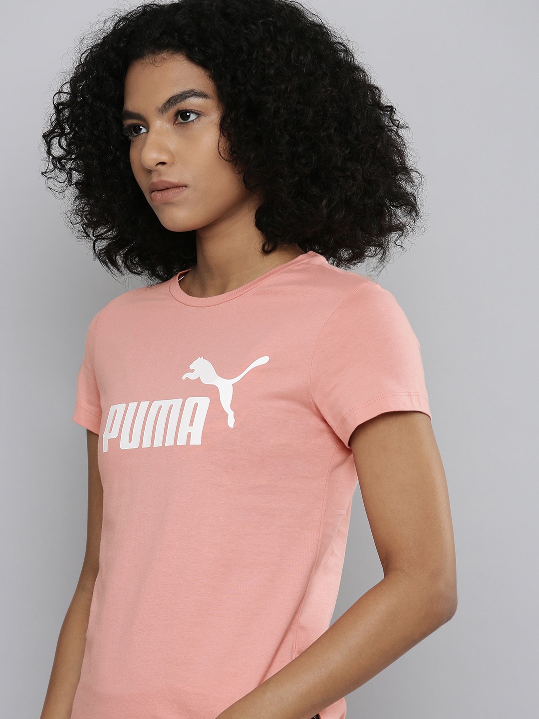 

Puma Women Pink & White Brand Logo Printed T-shirt