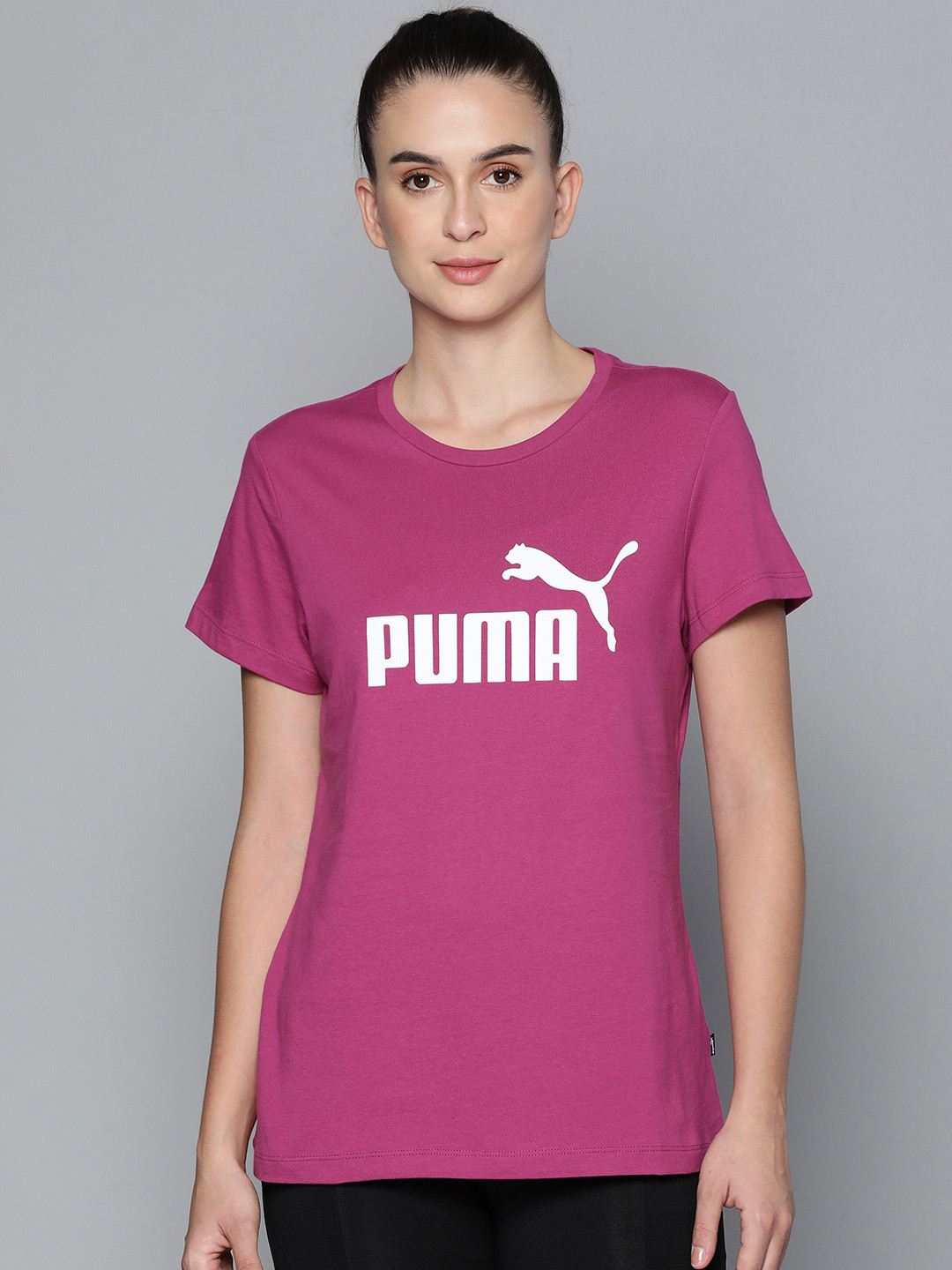 

Puma Women Fuchsia Brand Logo printed Regular Fit Casual T-shirt, Magenta