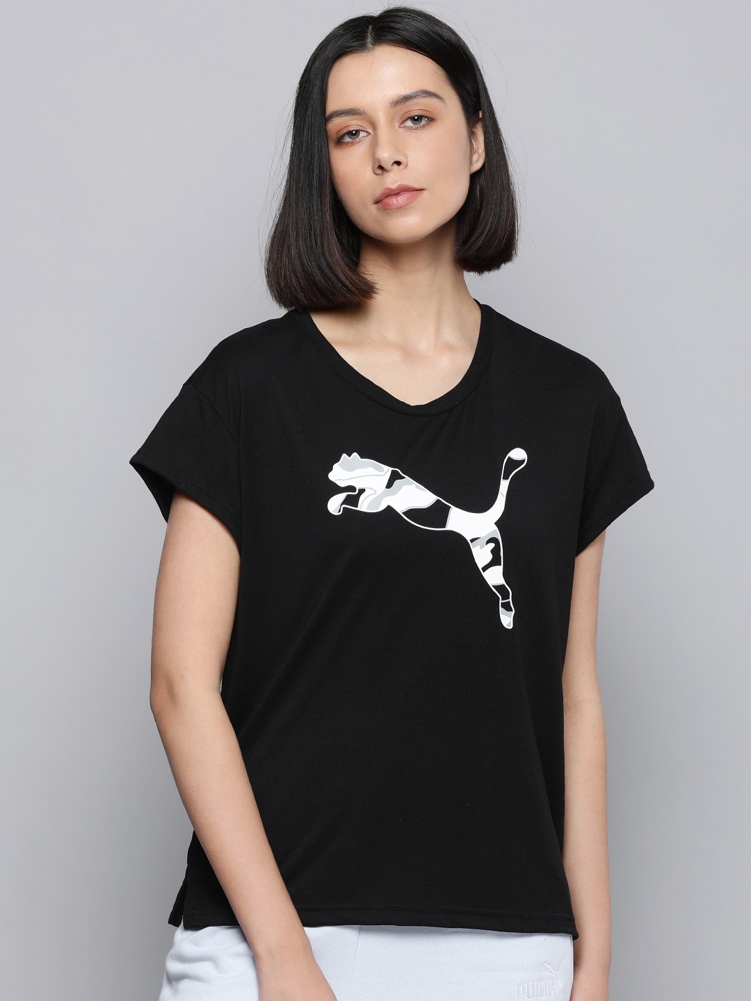 

Puma Women Blue Brand Logo Printed Sustainable T-shirt