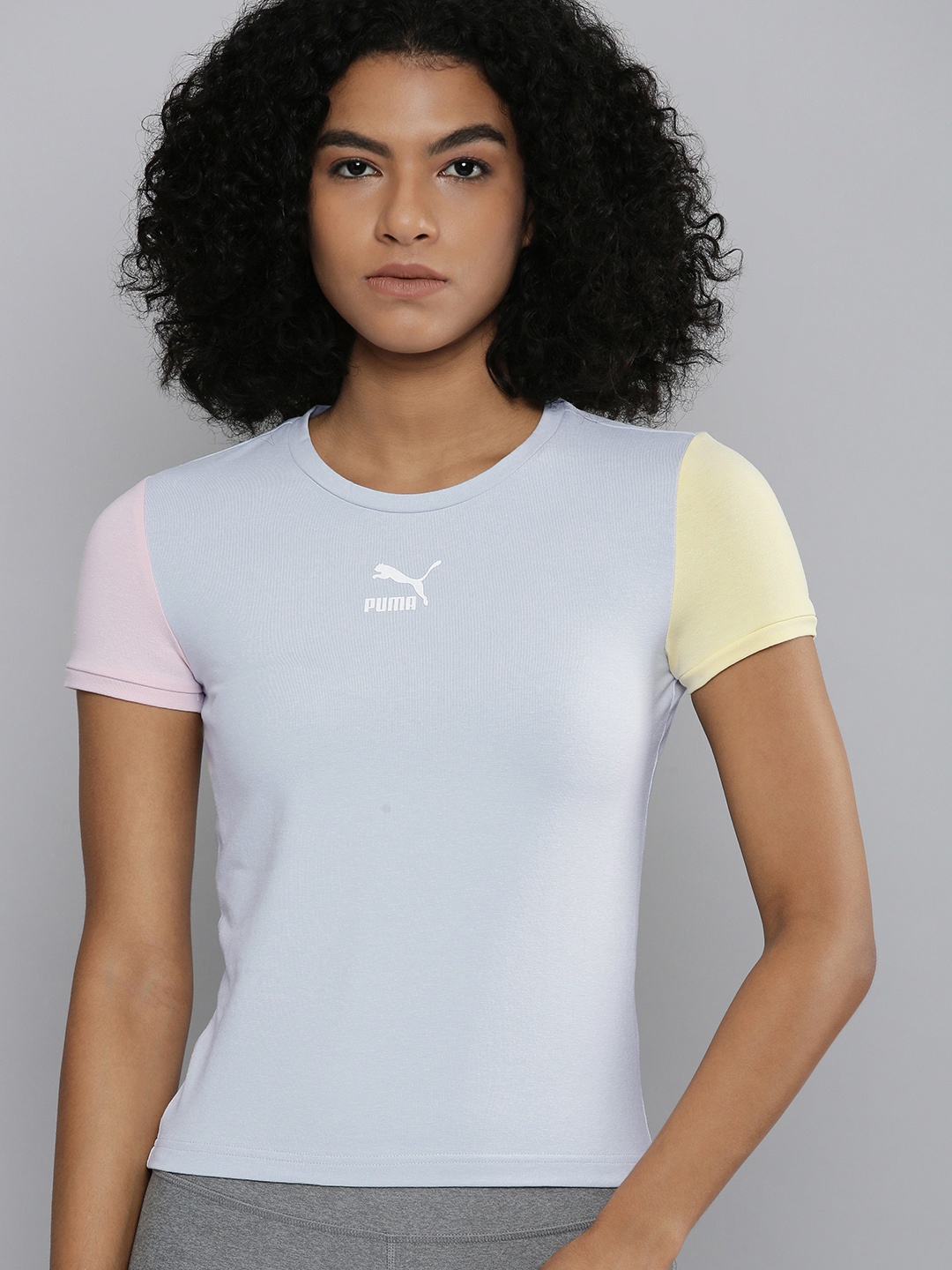 

Puma Women Blue & Pink Slim Fit Classics T-shirt