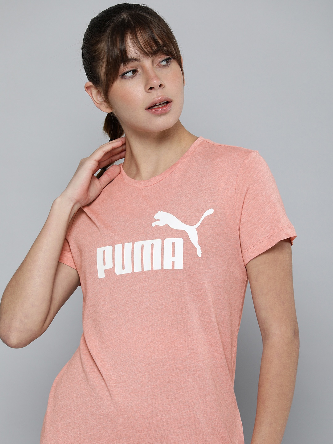 

Puma Women Rose & White Brand Logo Printed Casual T-shirt