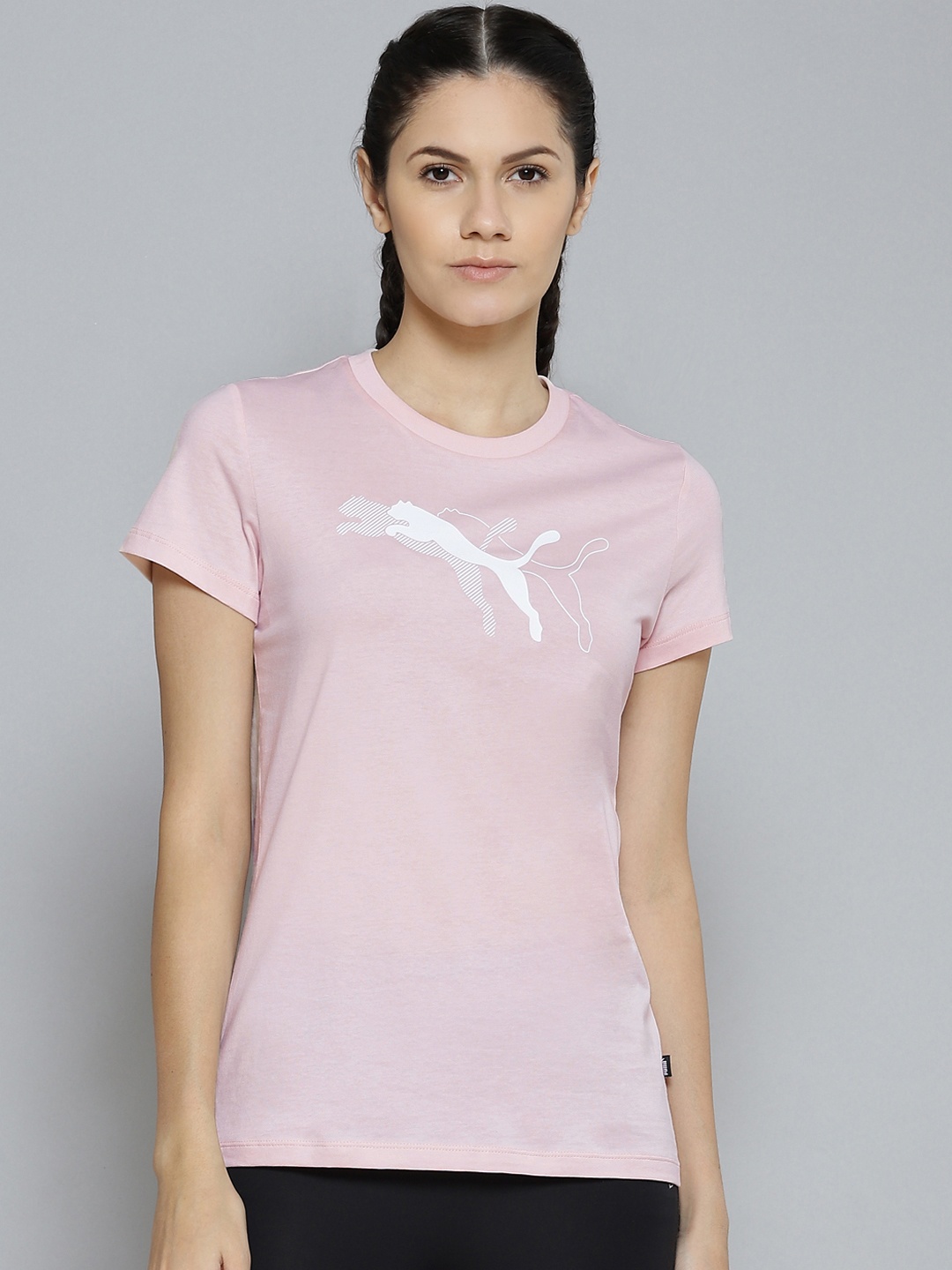 

Puma Women Pink Brand Logo Printed Pure Cotton T-shirt