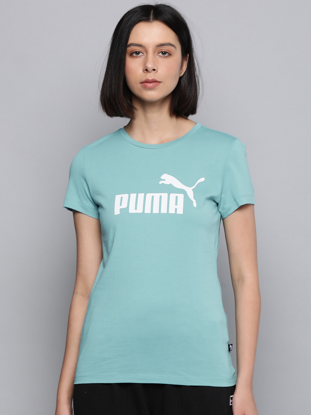 

Puma Women Blue & White Essentials Logo Printed T-shirt