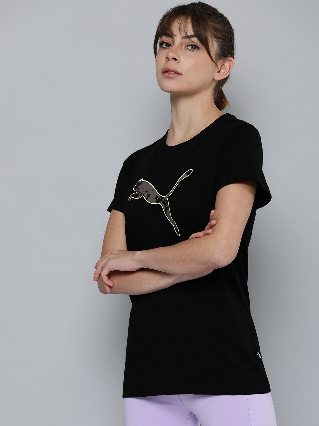 

Puma Brand Logo Printed Round-Neck Pure Cotton Regular Fit T-shirt, Black